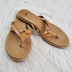 **UGG Annice Sz 8 Tan Leather Flip Flop Sandals